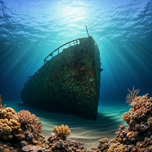 The iconic USAT Liberty wreck in Tulamben, silhouetted against dark volcanic sand.